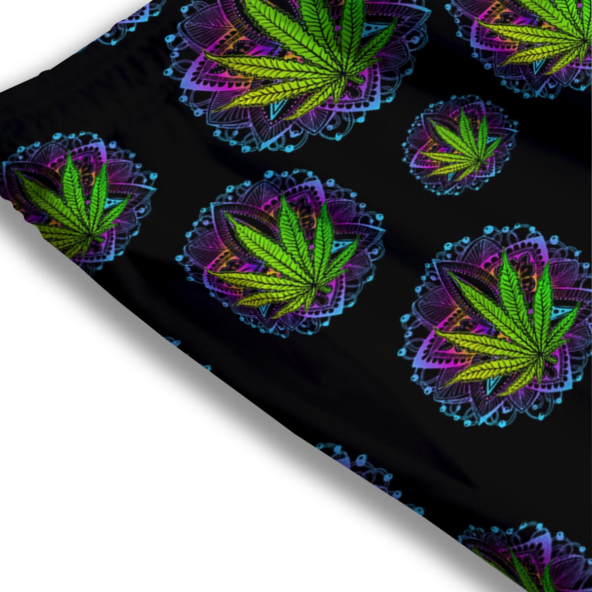 Weed Leaf Trippy Print Pattern Mesh Shorts