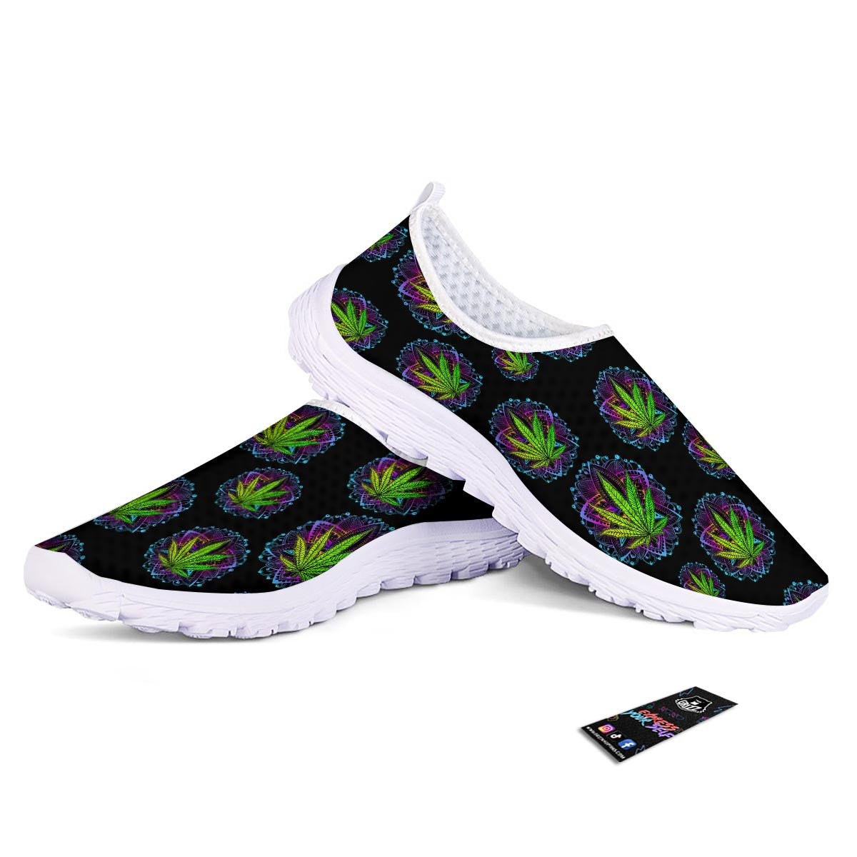 Weed Leaf Trippy Print Pattern Nurse Shoes-grizzshop