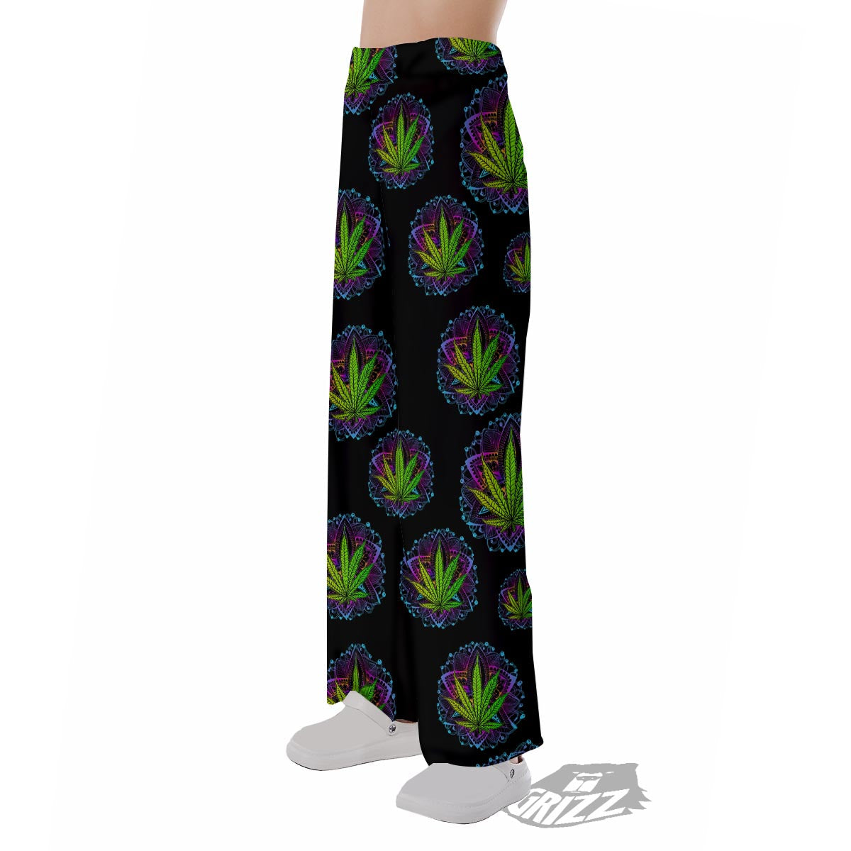 Weed Leaf Trippy Print Pattern Pajama Pants-grizzshop