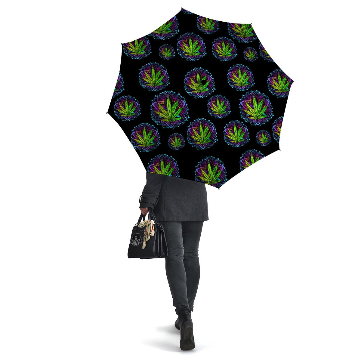 Weed Leaf Trippy Print Pattern Umbrella-grizzshop