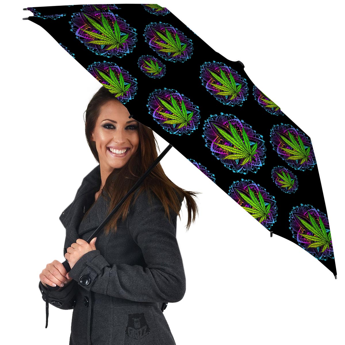 Weed Leaf Trippy Print Pattern Umbrella-grizzshop