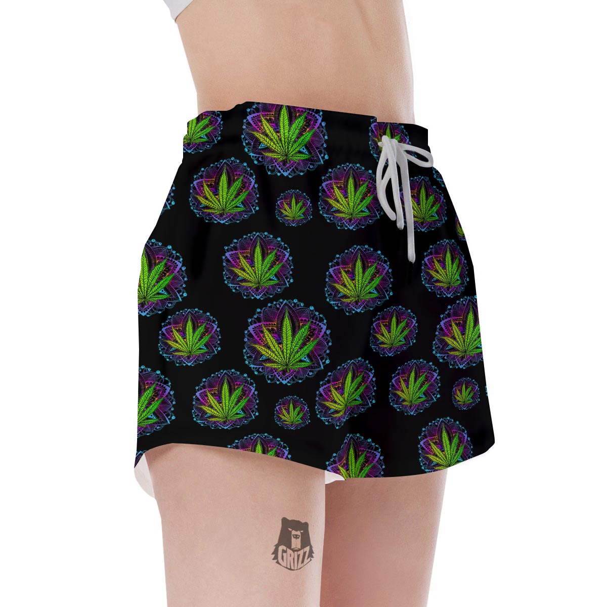 Weed Leaf Trippy Print Pattern Women's Shorts-grizzshop