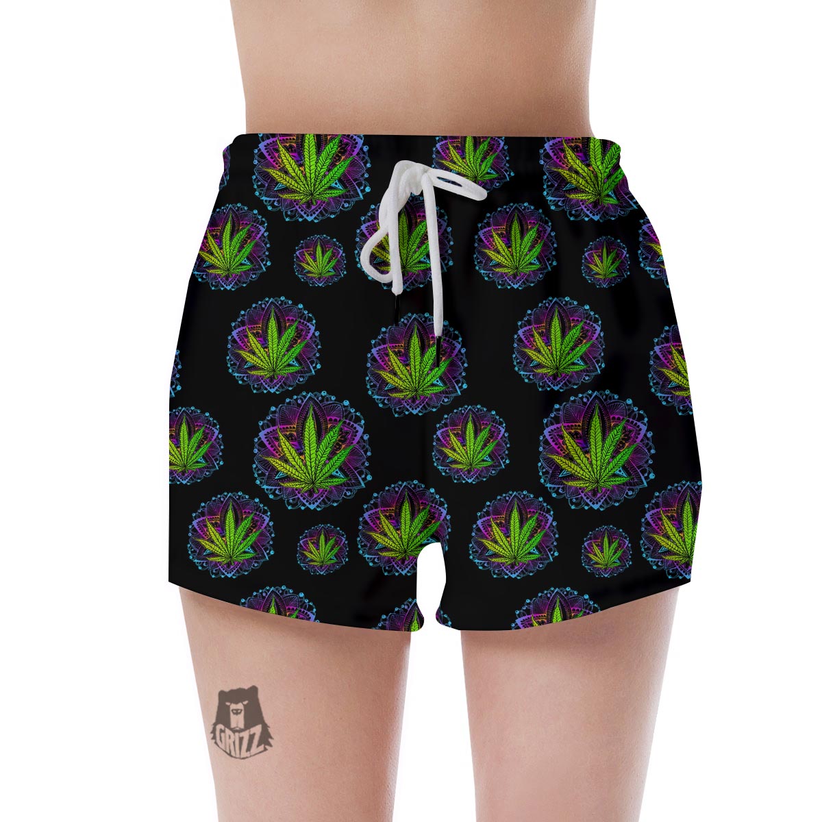 Weed Leaf Trippy Print Pattern Women's Shorts-grizzshop
