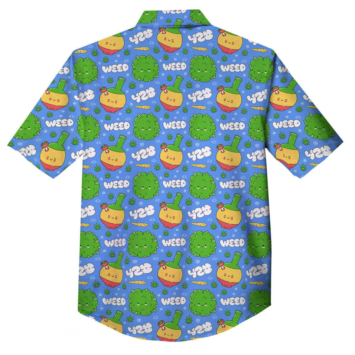 Weed Marijuana Cartoon Print Pattern Button Up Shirt-grizzshop