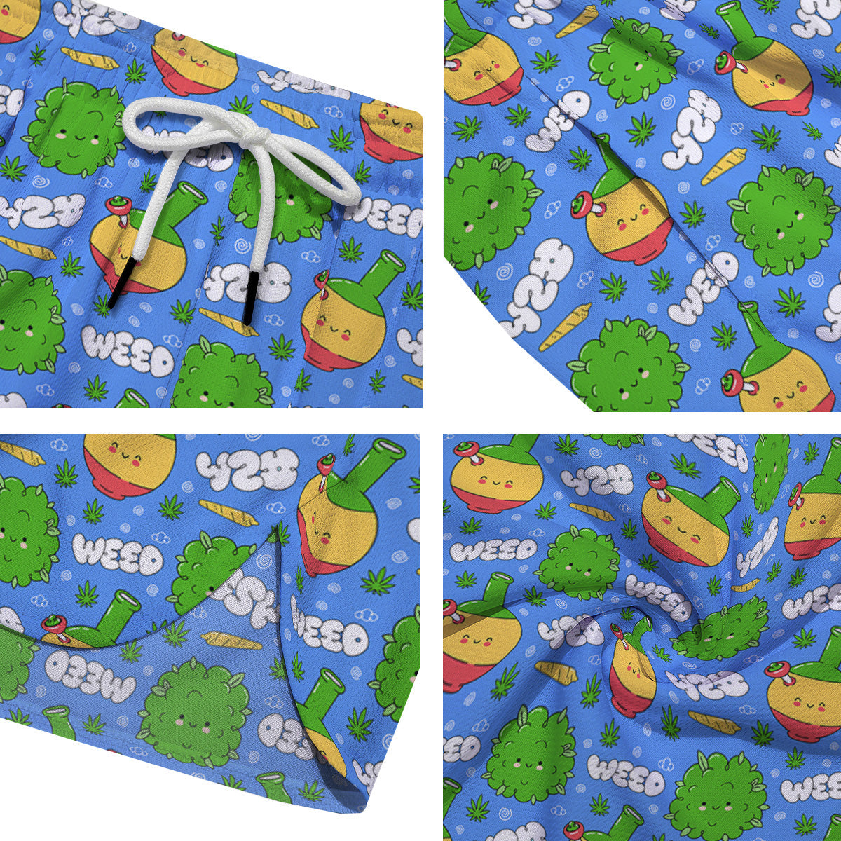 Weed Marijuana Cartoon Print Pattern Men's Running Shorts-grizzshop
