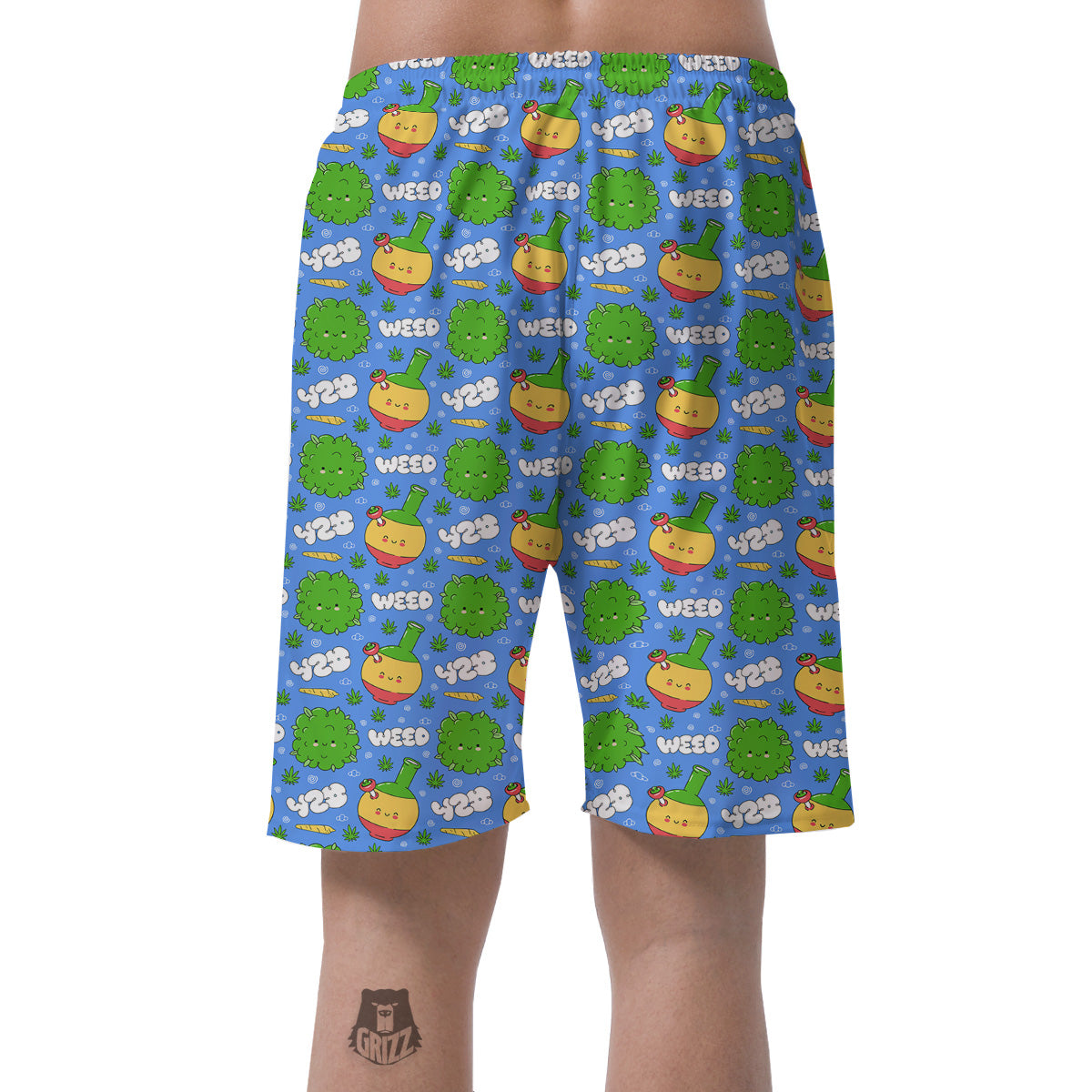 Weed Marijuana Cartoon Print Pattern Men's Shorts-grizzshop