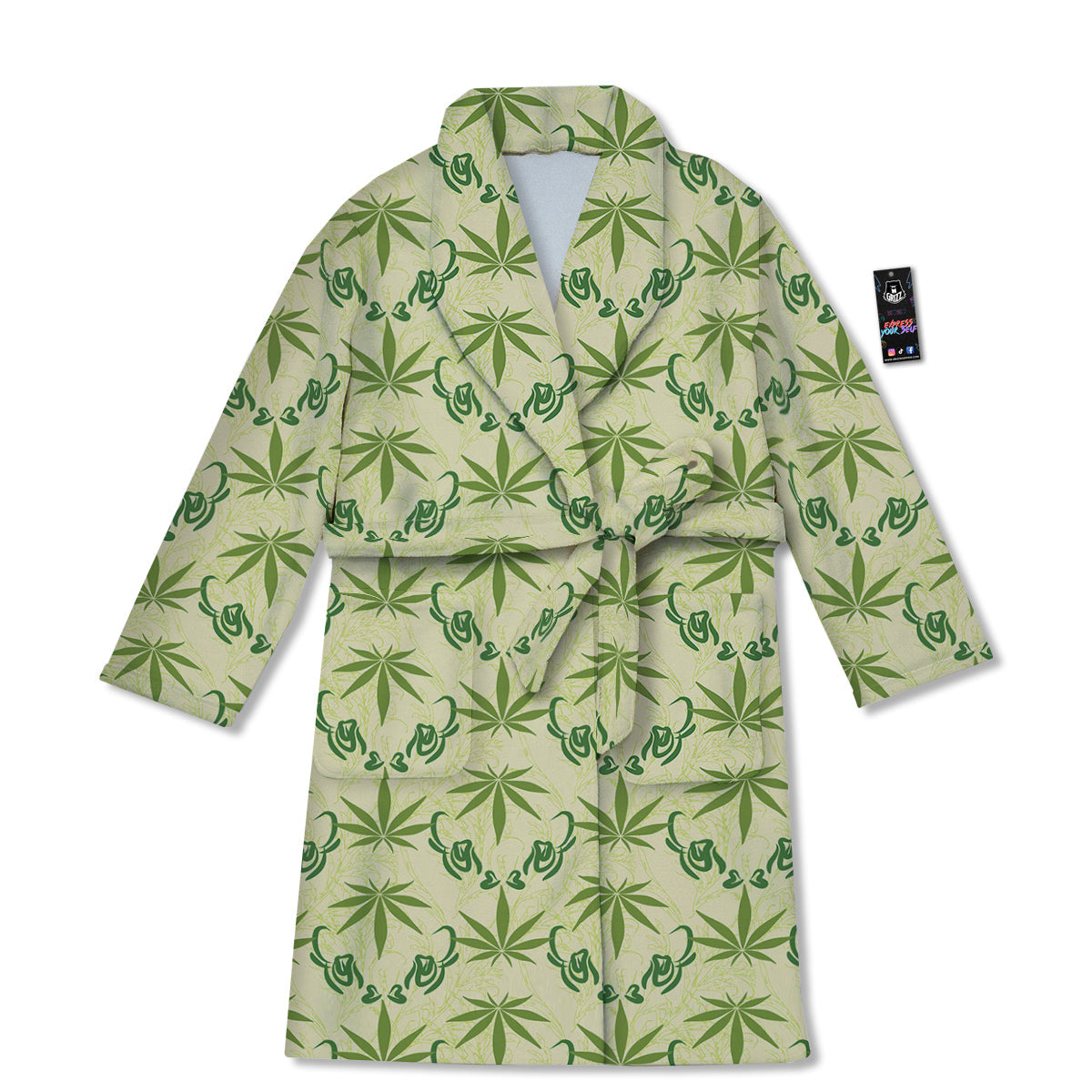 Weed Zigzag Print Pattern Bathrobe-grizzshop