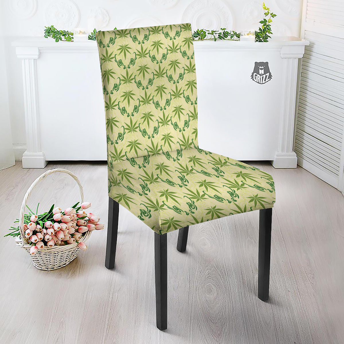 Weed Zigzag Print Pattern Dining Chair Slipcover-grizzshop