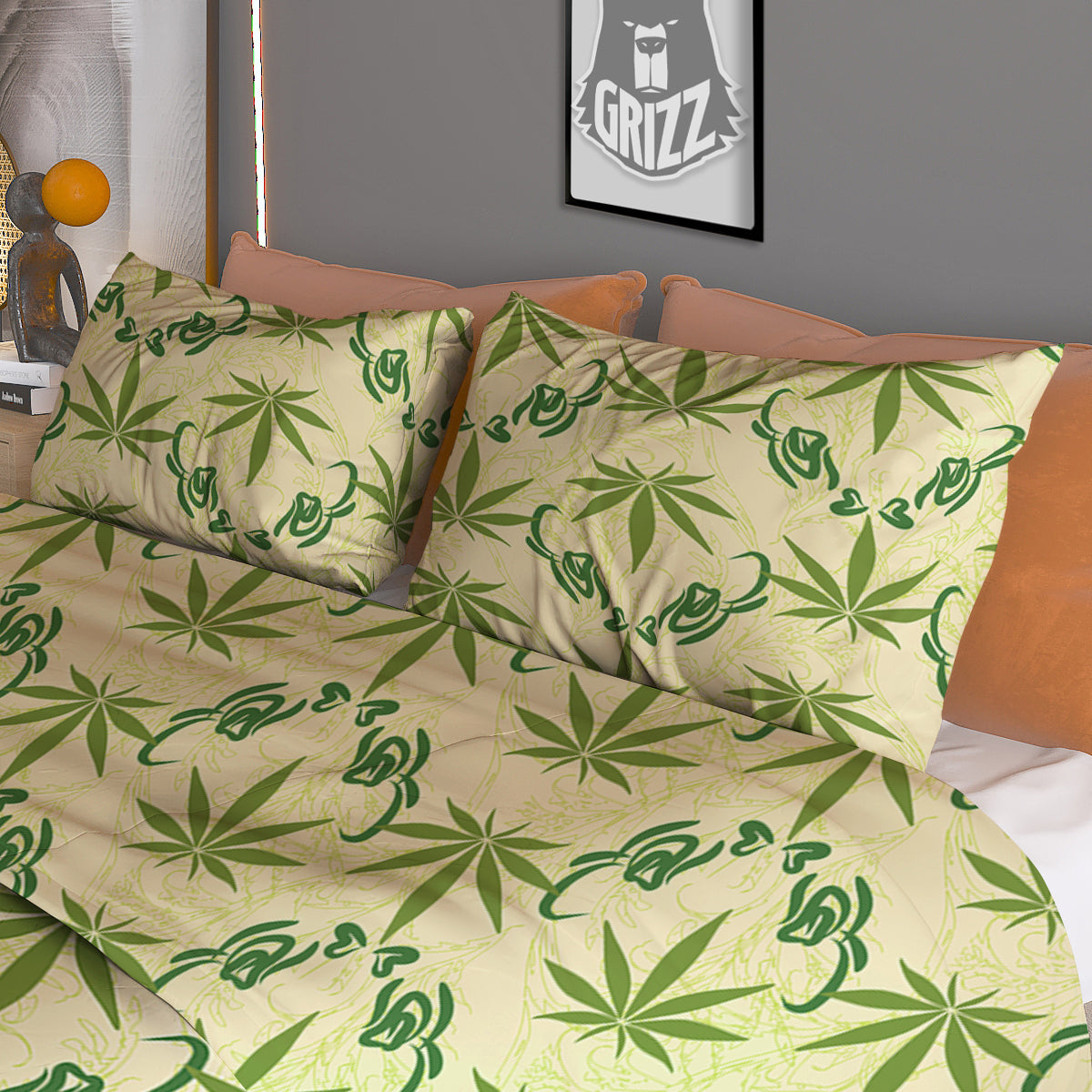 Weed Zigzag Print Pattern Duvet Cover Bedding Set-grizzshop
