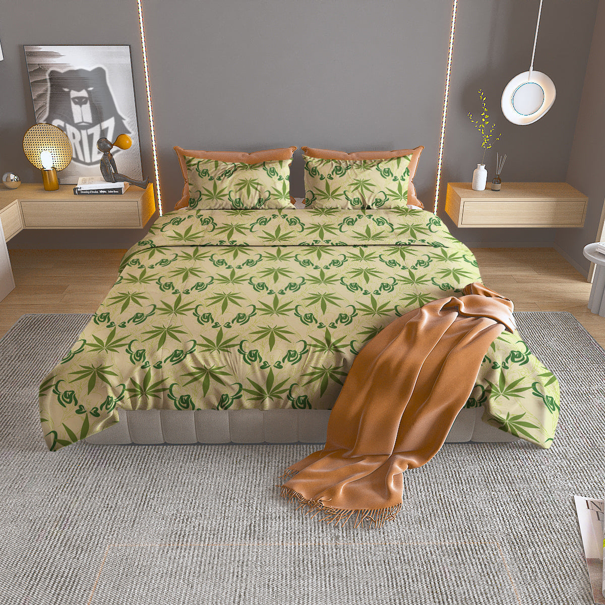 Weed Zigzag Print Pattern Duvet Cover Bedding Set-grizzshop