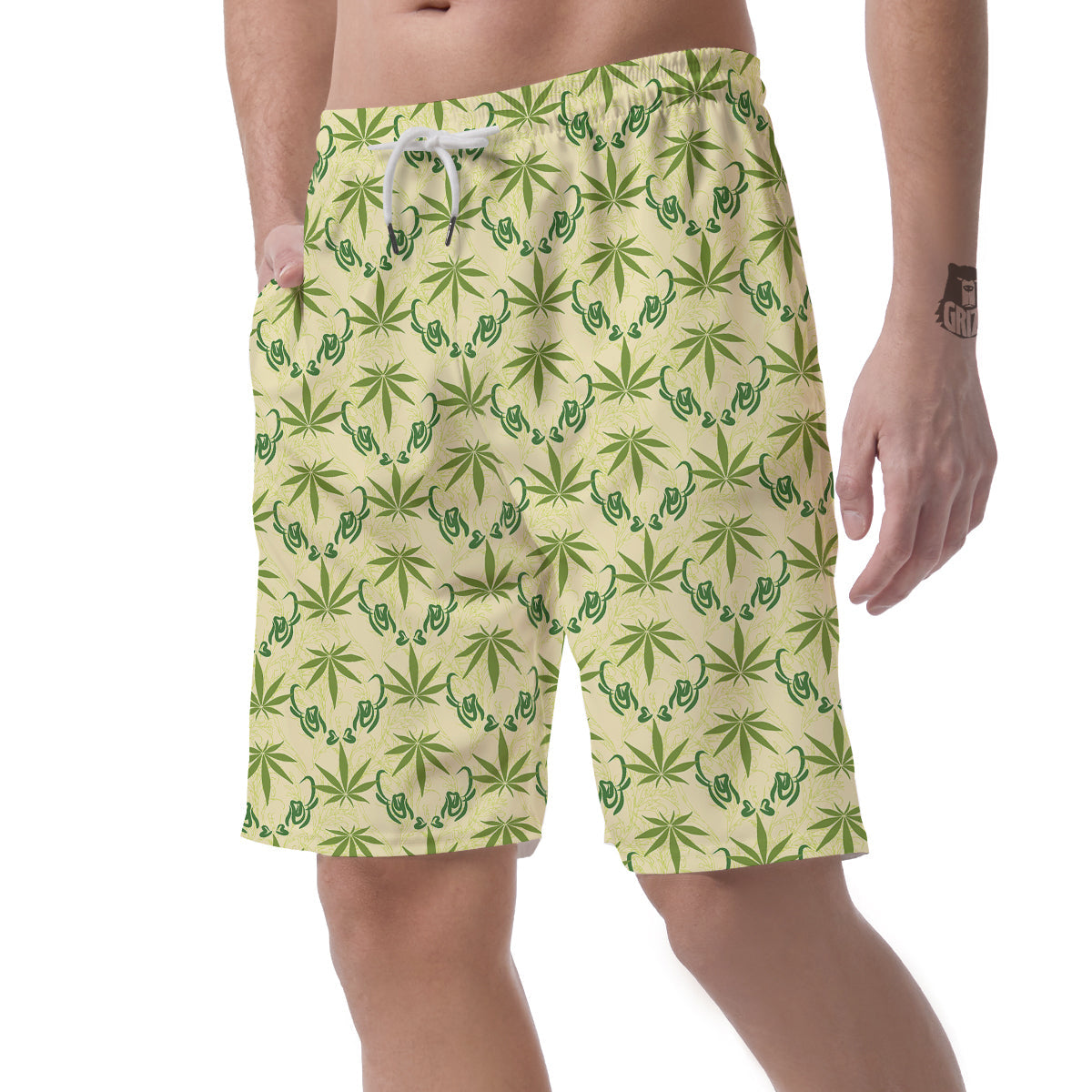 Weed Zigzag Print Pattern Men's Shorts-grizzshop