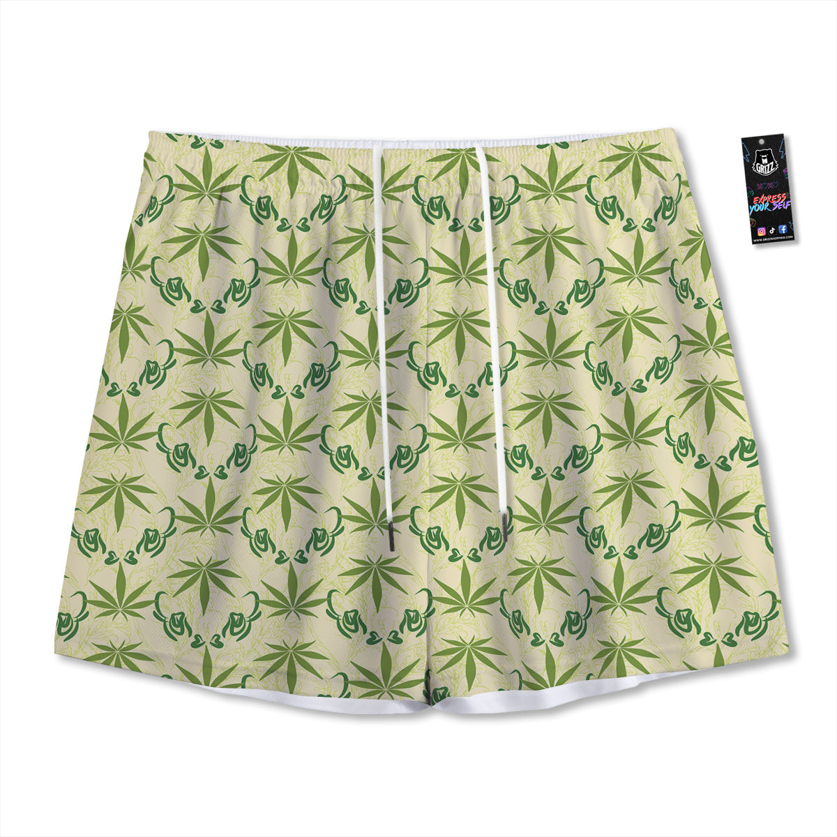 Weed Zigzag Print Pattern Mesh Shorts-grizzshop