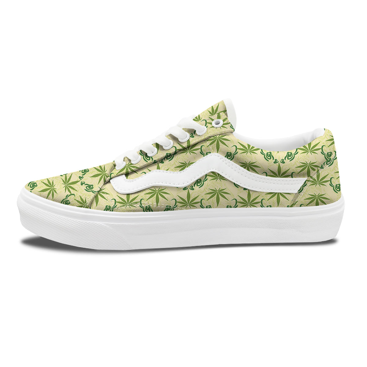 Weed Zigzag Print Pattern Skate Shoes-grizzshop