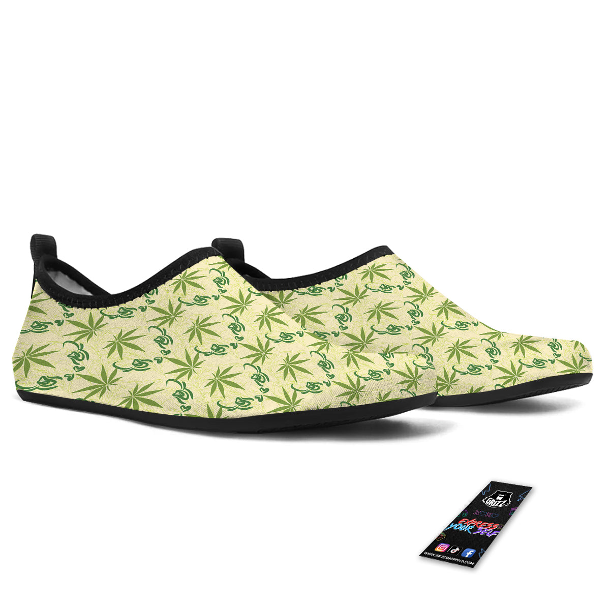 Weed Zigzag Print Pattern Water Shoes-grizzshop