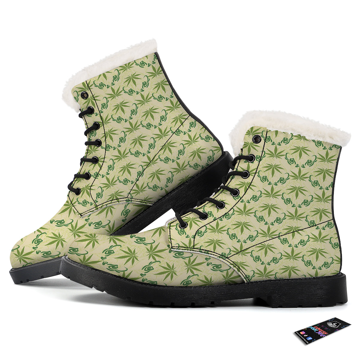 Weed Zigzag Print Pattern Winter Boots-grizzshop