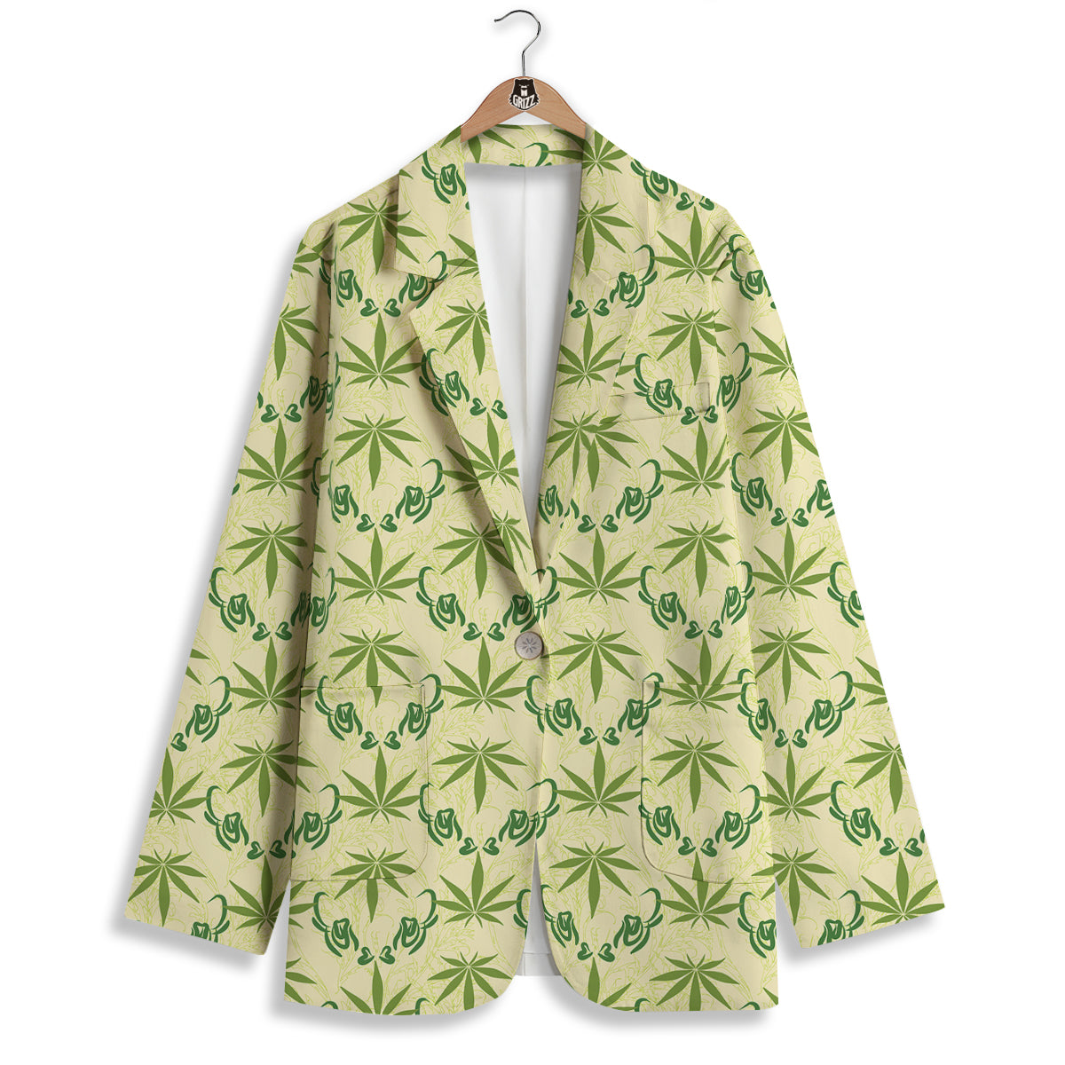 Weed Zigzag Print Pattern Women's Blazer-grizzshop