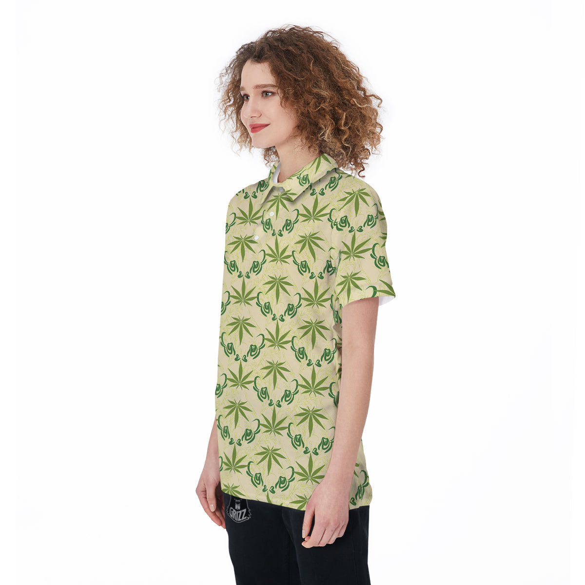 Weed Zigzag Print Pattern Women's Golf Shirts-grizzshop