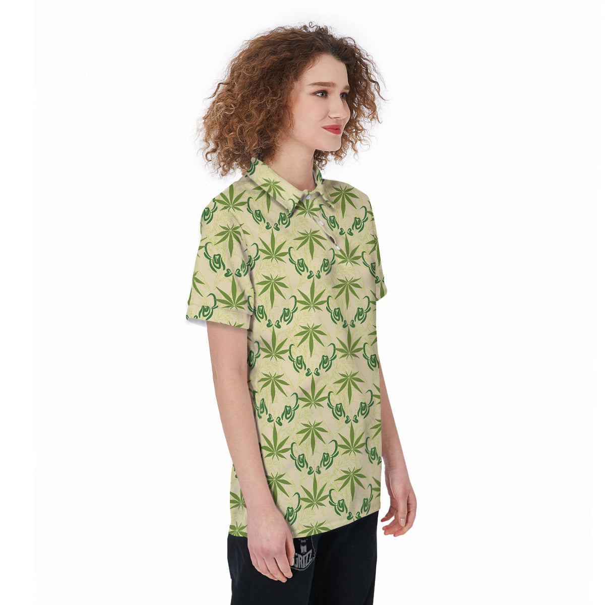 Weed Zigzag Print Pattern Women's Golf Shirts-grizzshop