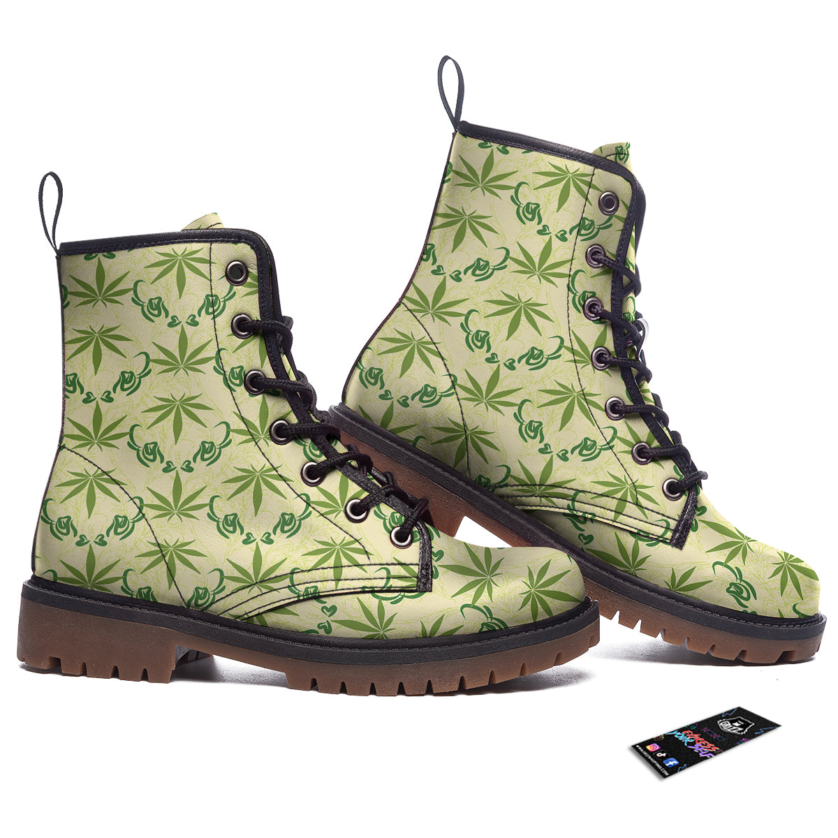 Weed Zigzag Print Pattern Work Boots-grizzshop