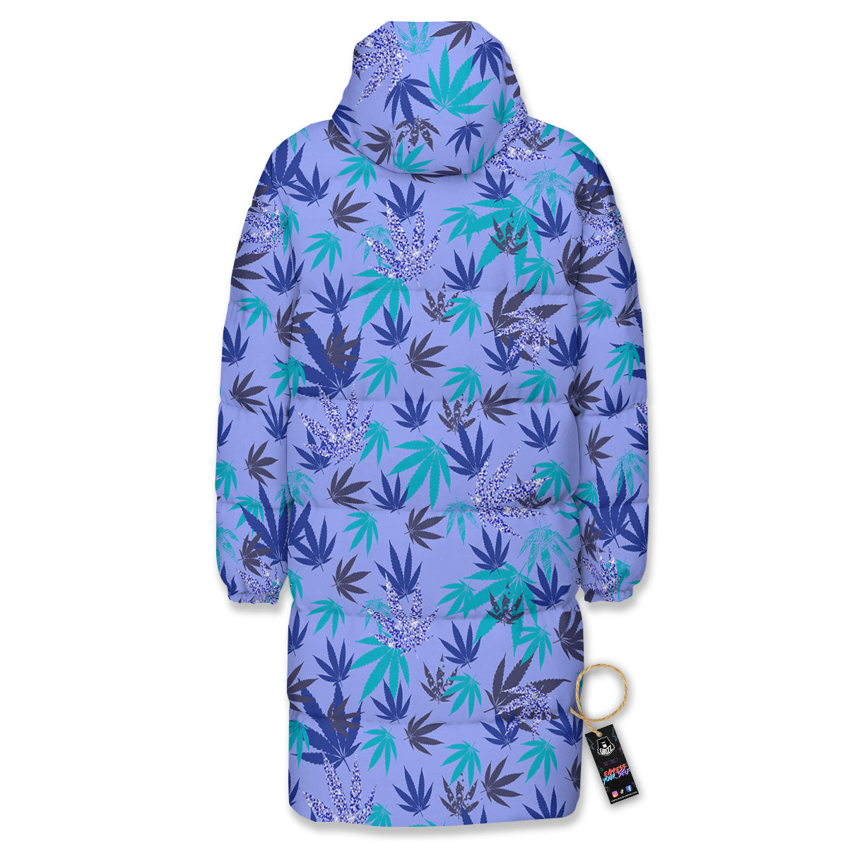 Weed Leaf Purple Print Pattern Long Down Jacket
