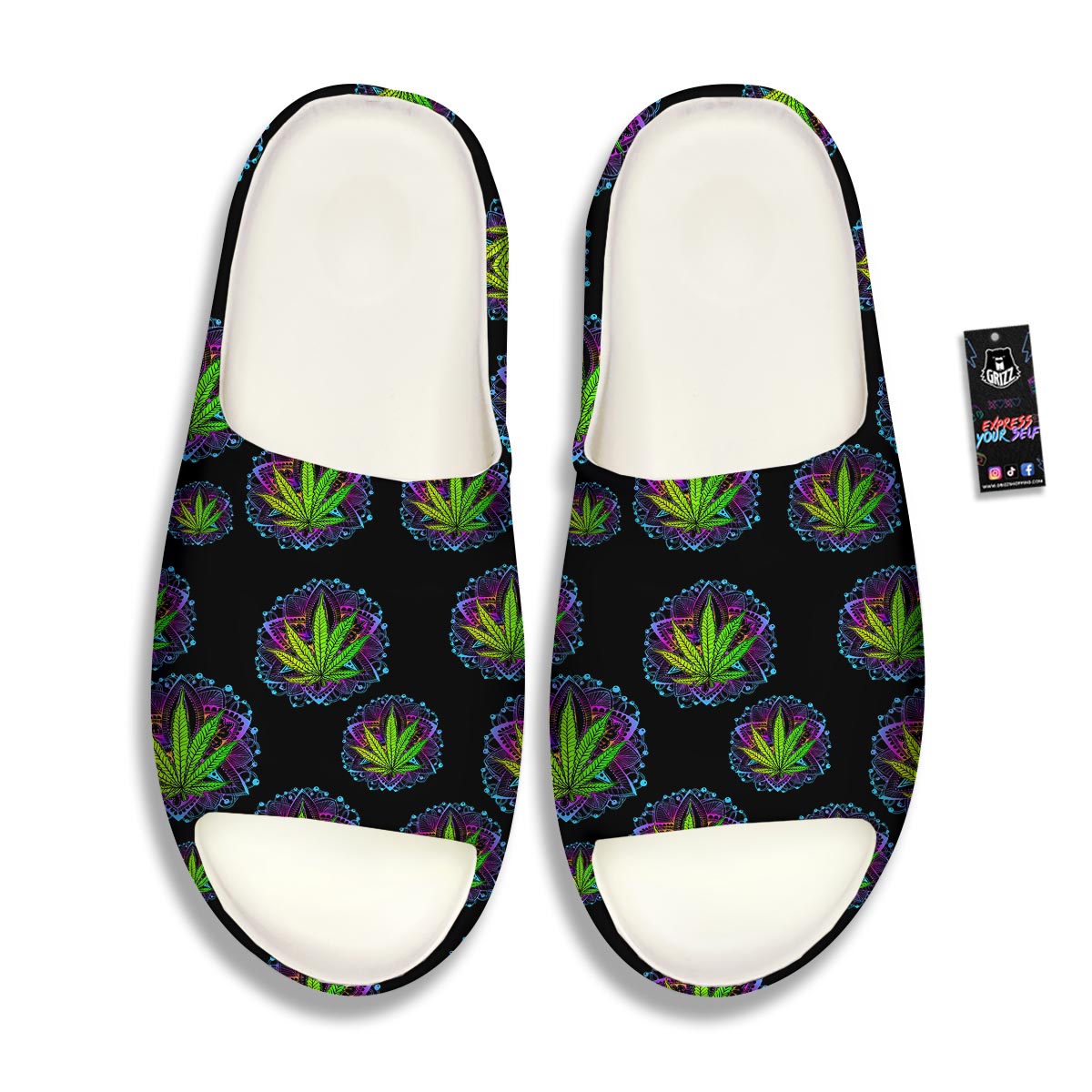 Weed Leaf Trippy Print Pattern Sandals-grizzshop