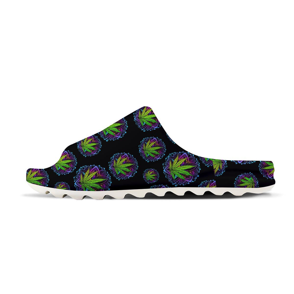 Weed Leaf Trippy Print Pattern Sandals-grizzshop