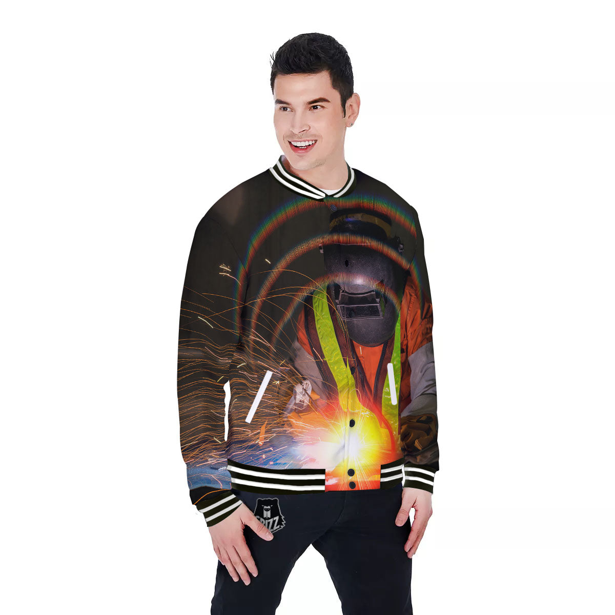 Welder Industrial Print Baseball Jacket-grizzshop