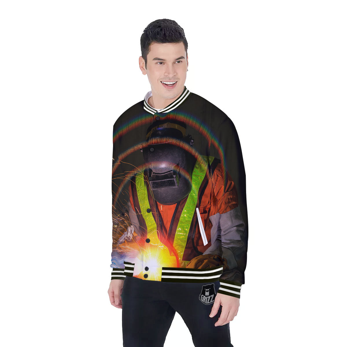 Welder Industrial Print Baseball Jacket-grizzshop