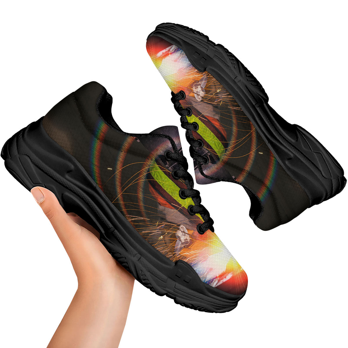 Welder Industrial Print Black Chunky Shoes-grizzshop