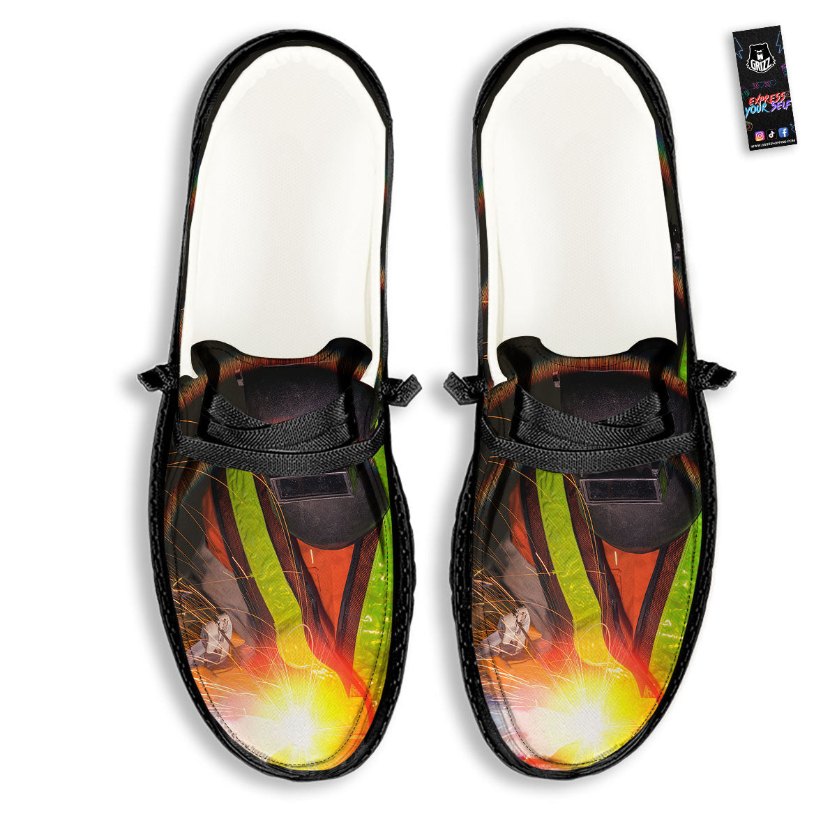 Welder Industrial Print Black Loafers-grizzshop