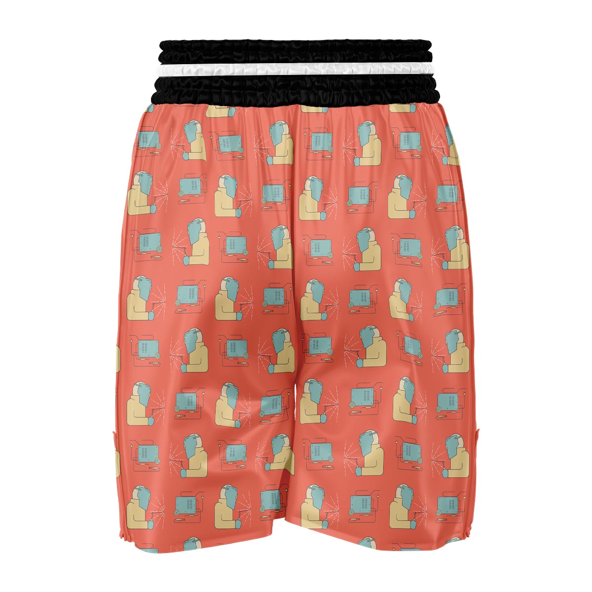 Welder Pattern Print Boxing Shorts-grizzshop