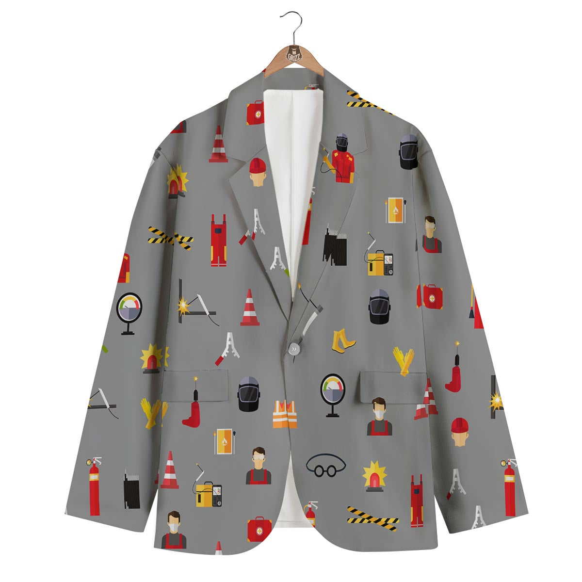 Welder Print Pattern Men's Blazer-grizzshop
