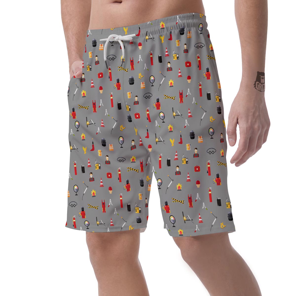 Welder Print Pattern Men's Shorts-grizzshop