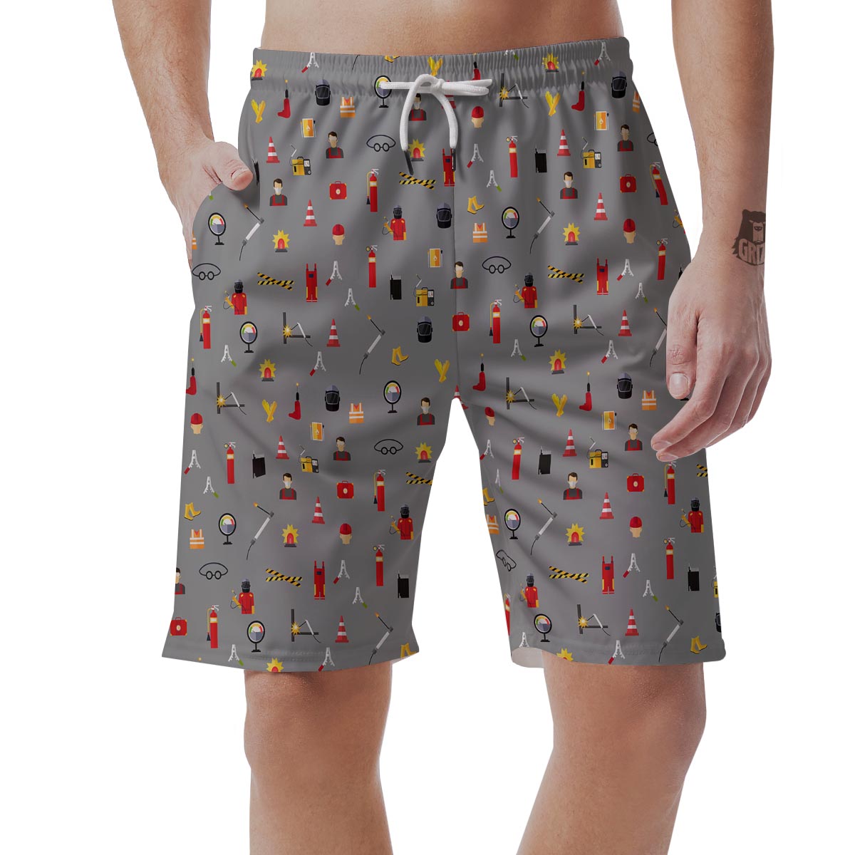 Welder Print Pattern Men's Shorts-grizzshop