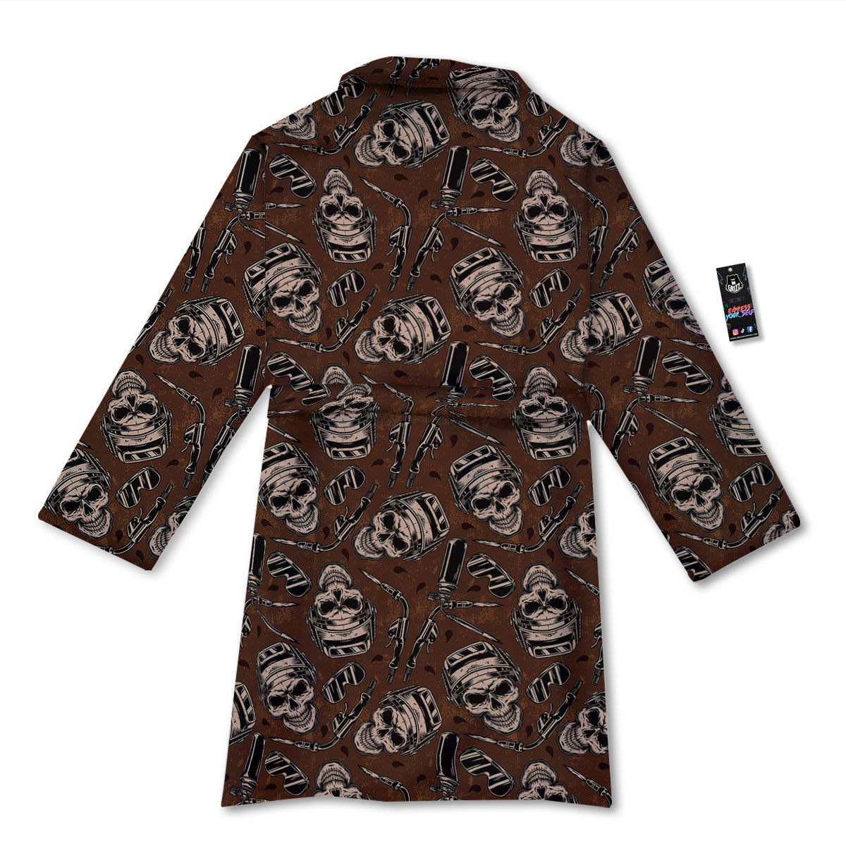 Welder Skull Print Pattern Bathrobe-grizzshop