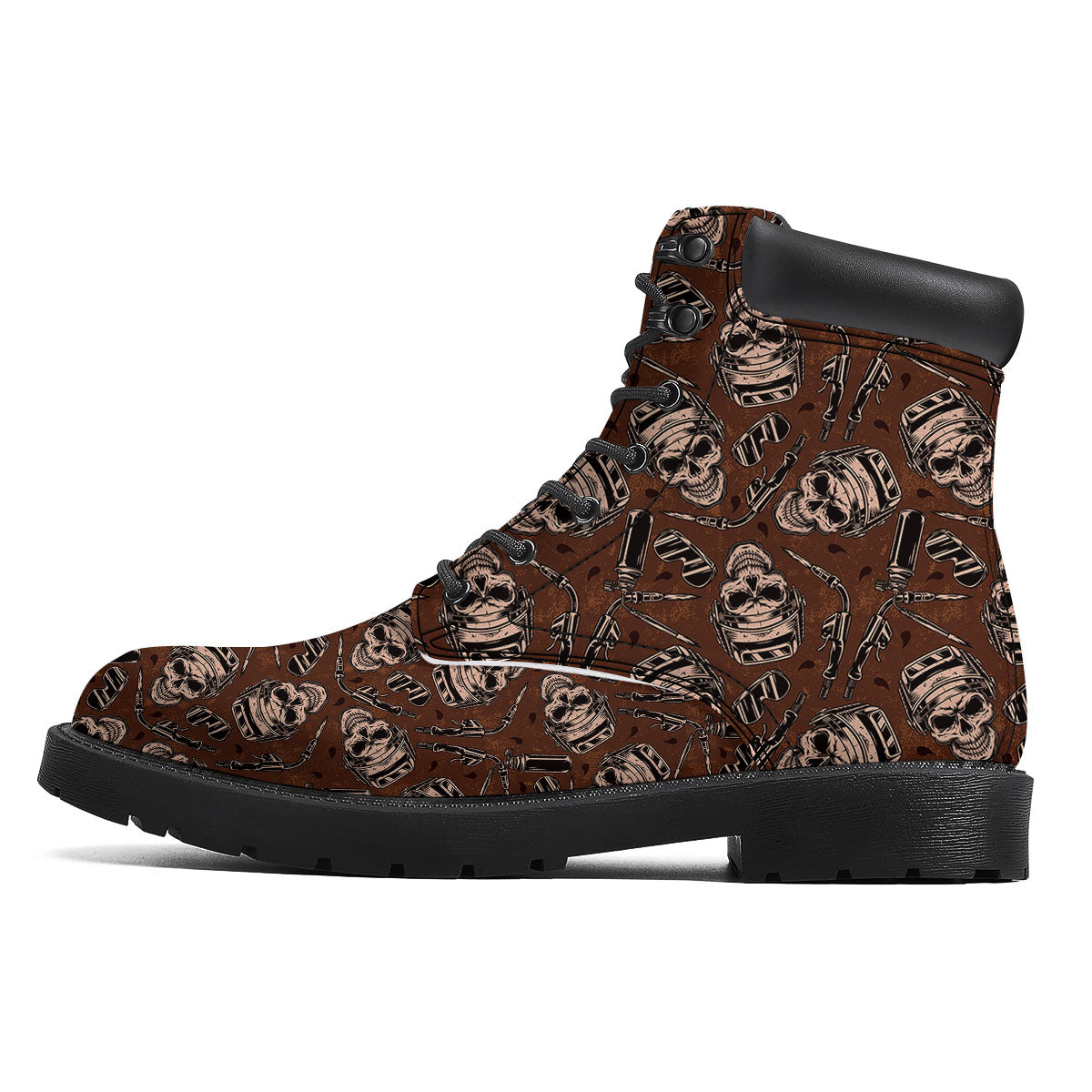 Welder Skull Print Pattern Boots-grizzshop