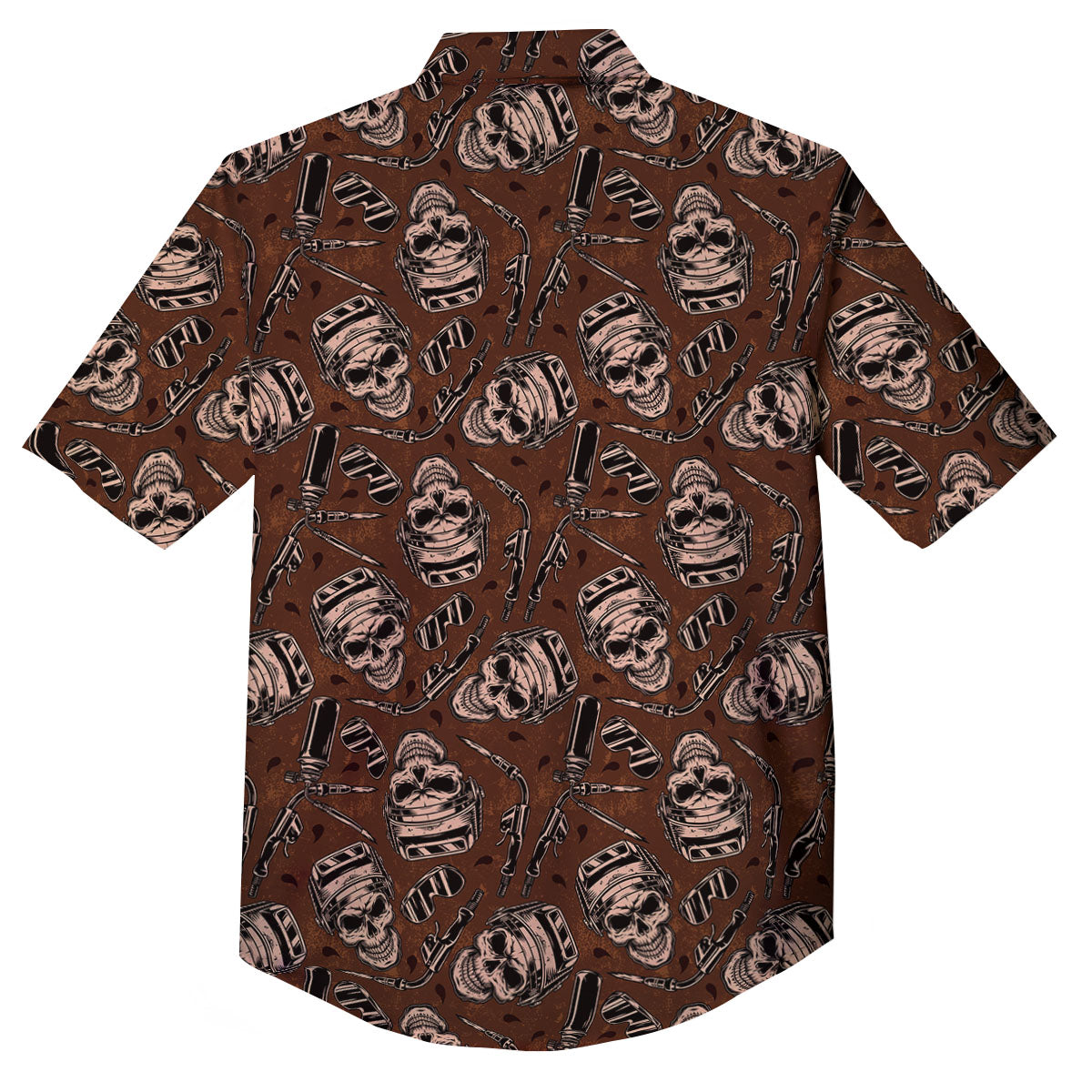 Welder Skull Print Pattern Button Up Shirt-grizzshop