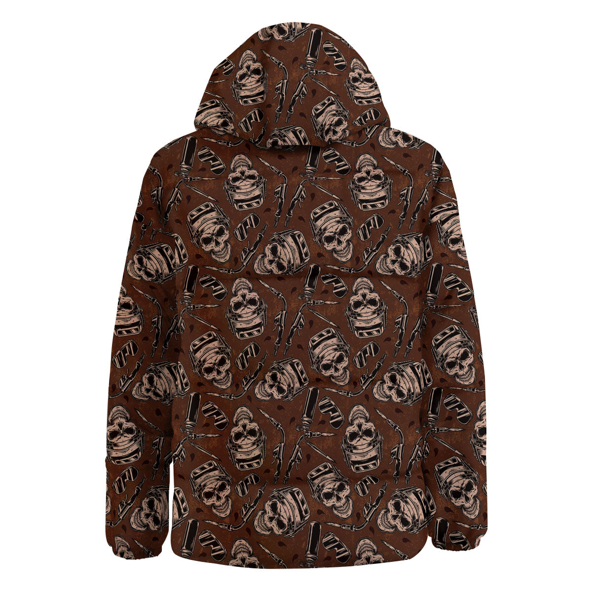 Welder Skull Print Pattern Down Jacket-grizzshop