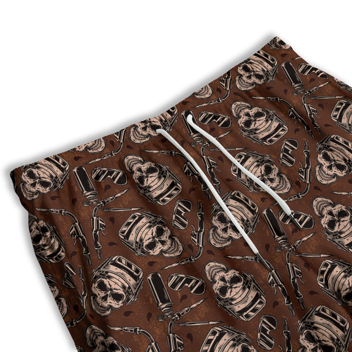 White Pink And Black Houndstooth Print Men's Athletic Shorts