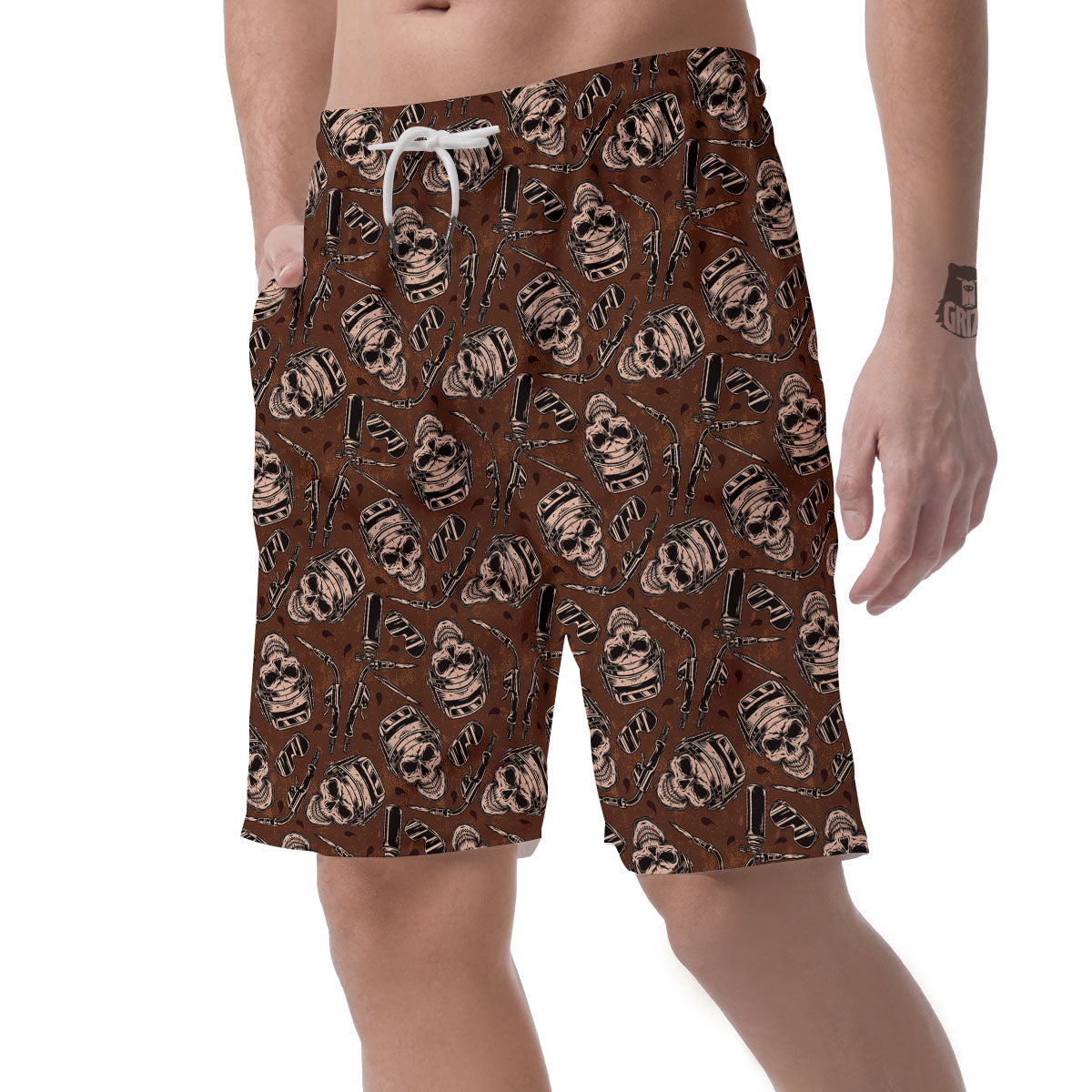 Welder Skull Print Pattern Men's Shorts-grizzshop