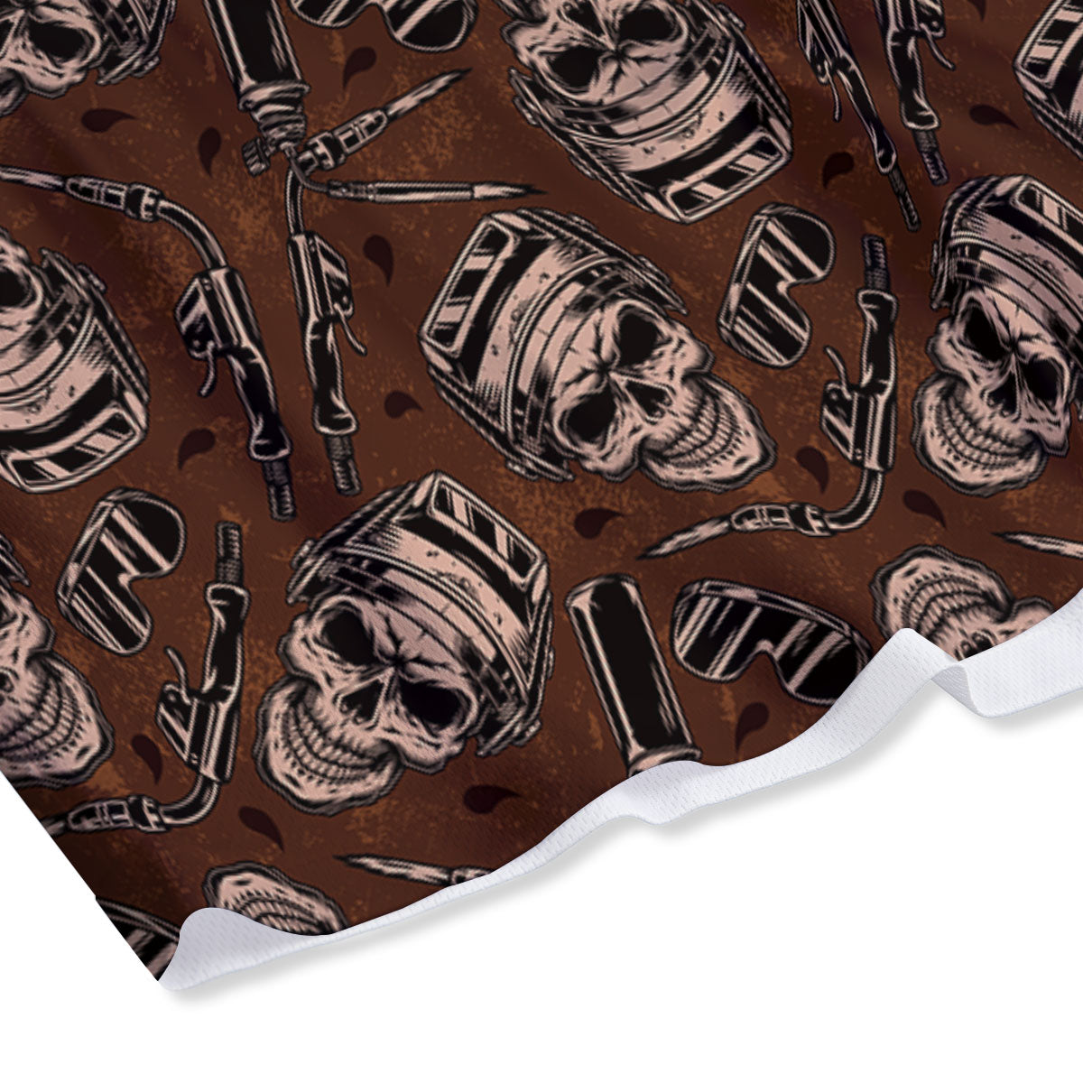 Welder Skull Print Pattern Mesh Shorts