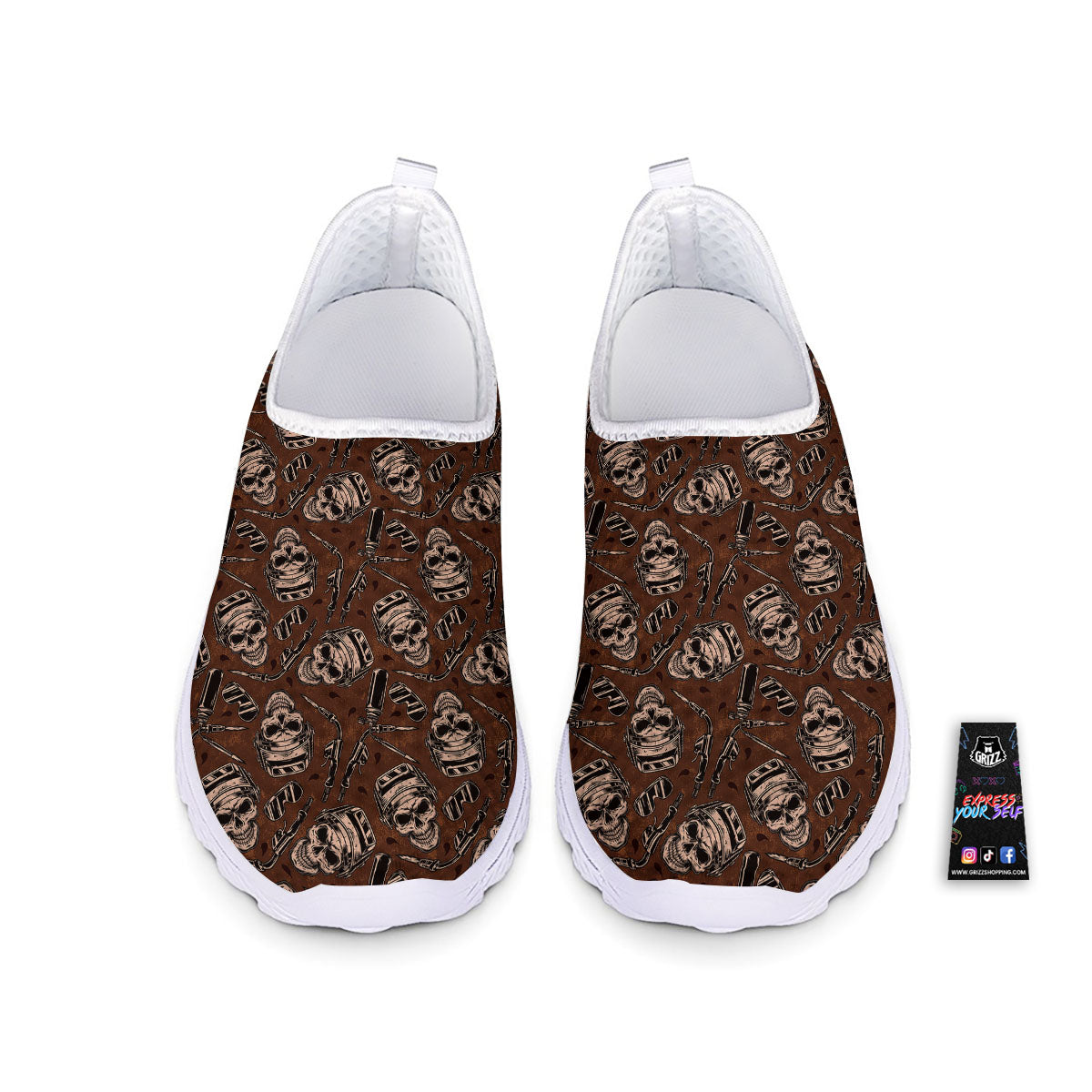Welder Skull Print Pattern Nurse Shoes-grizzshop
