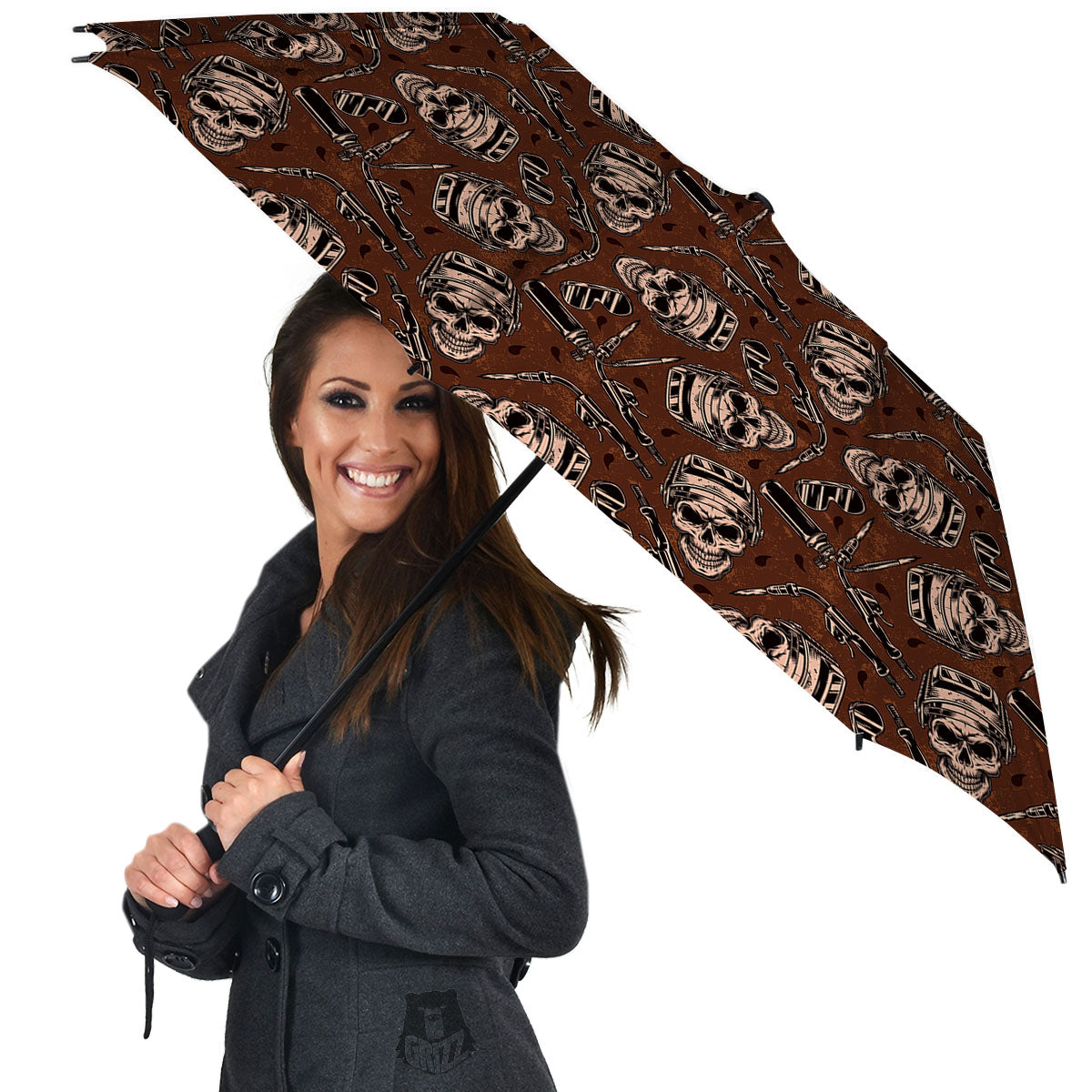 Welder Skull Print Pattern Umbrella-grizzshop