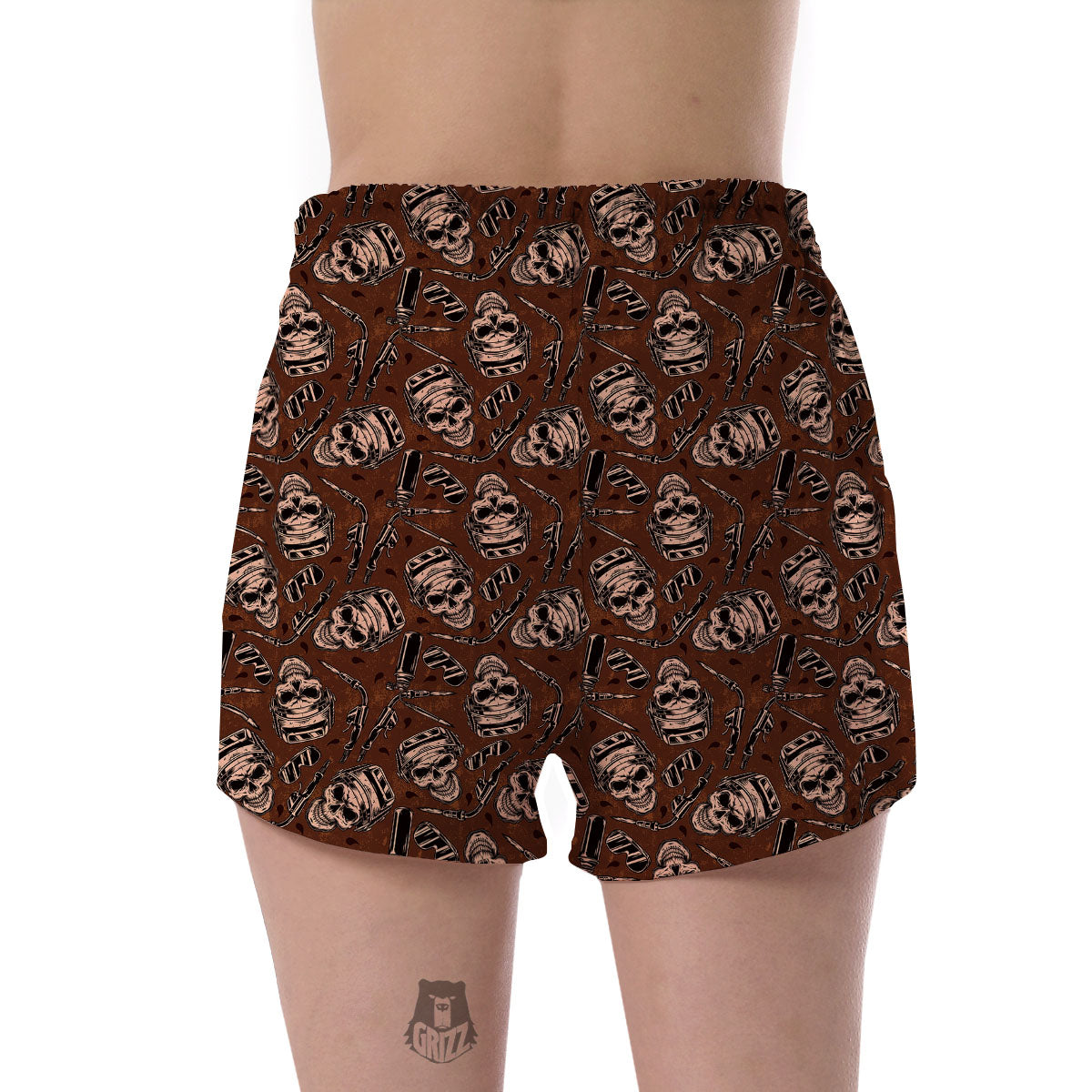 Welder Skull Print Pattern Women's Shorts-grizzshop