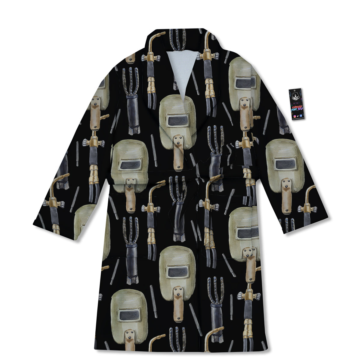 Welder Watercolor Print Pattern Bathrobe-grizzshop