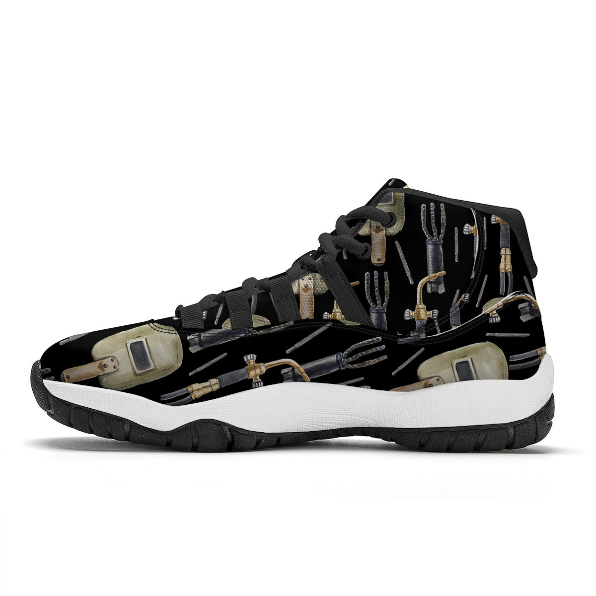 Welder Watercolor Print Pattern Black Bball Shoes-grizzshop