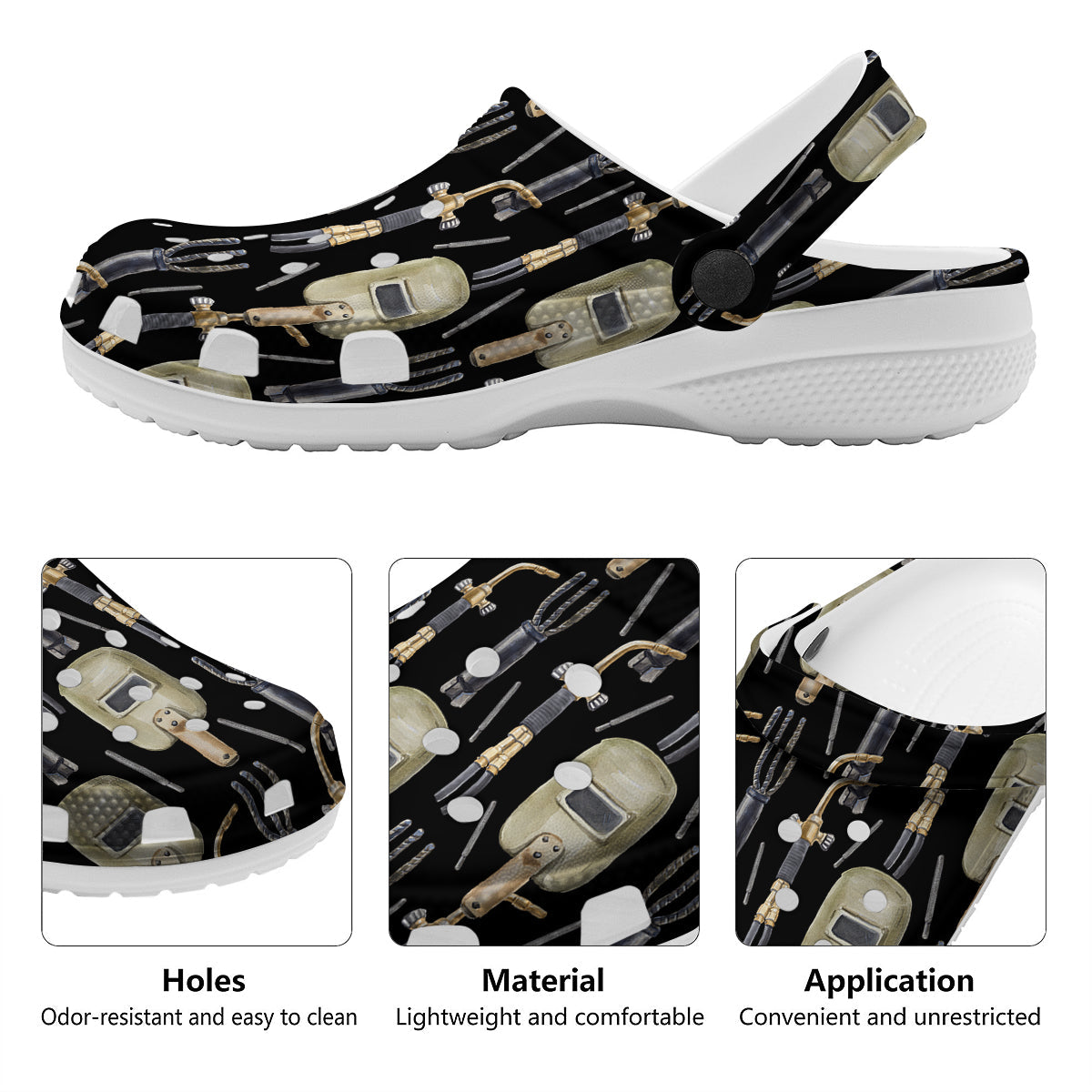 Welder Watercolor Print Pattern Clog-grizzshop
