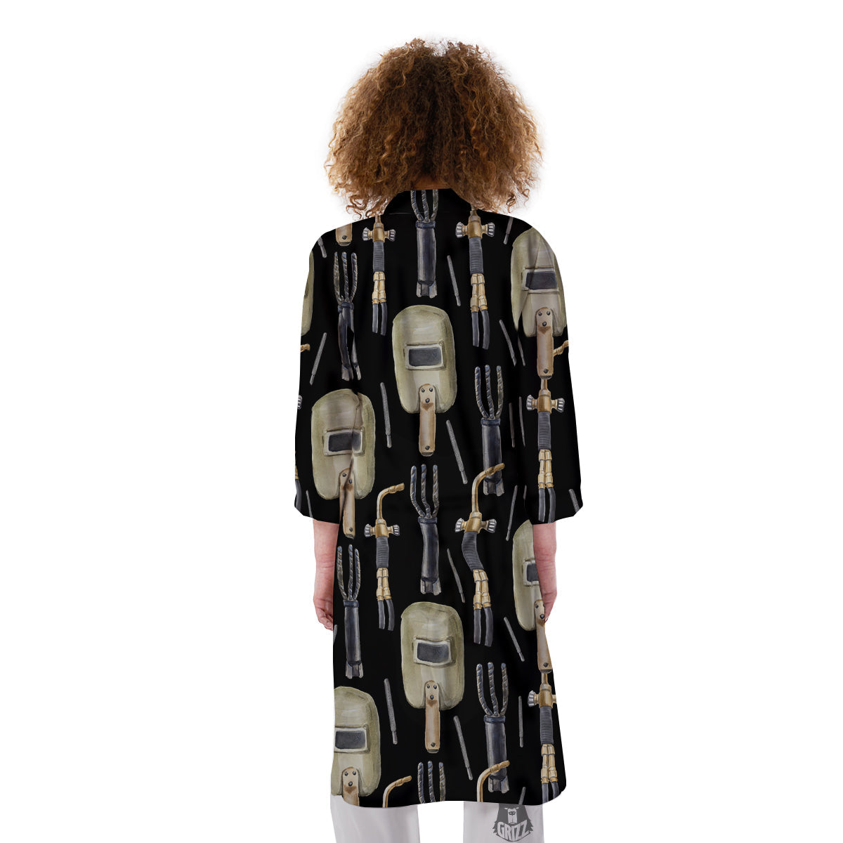 Welder Watercolor Print Pattern Kimono-grizzshop