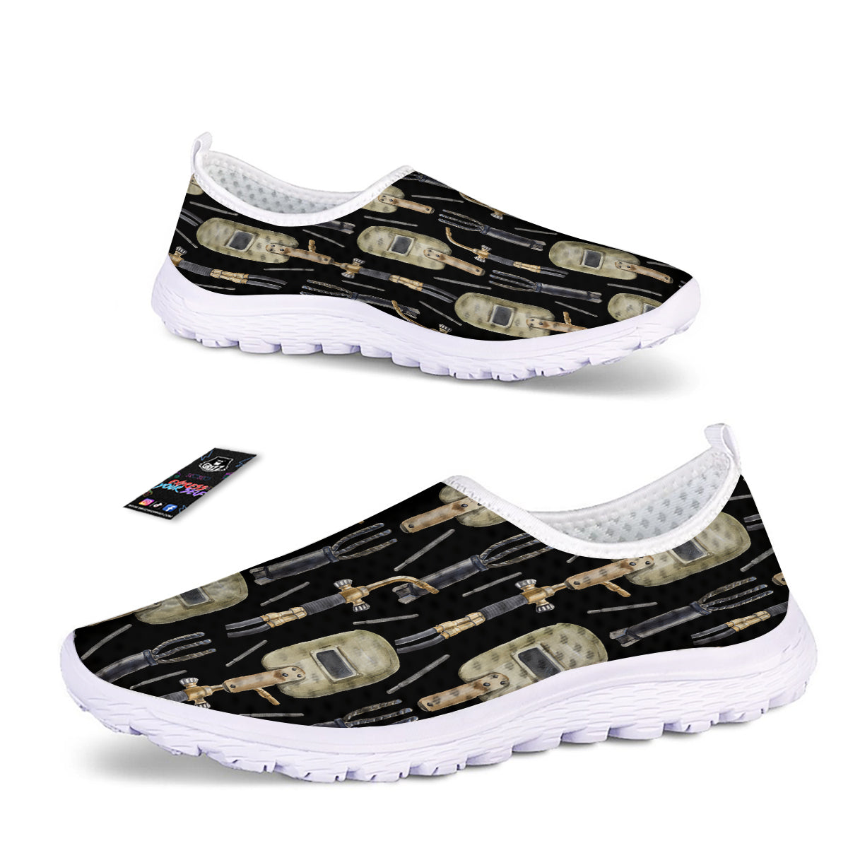 Welder Watercolor Print Pattern Nurse Shoes-grizzshop