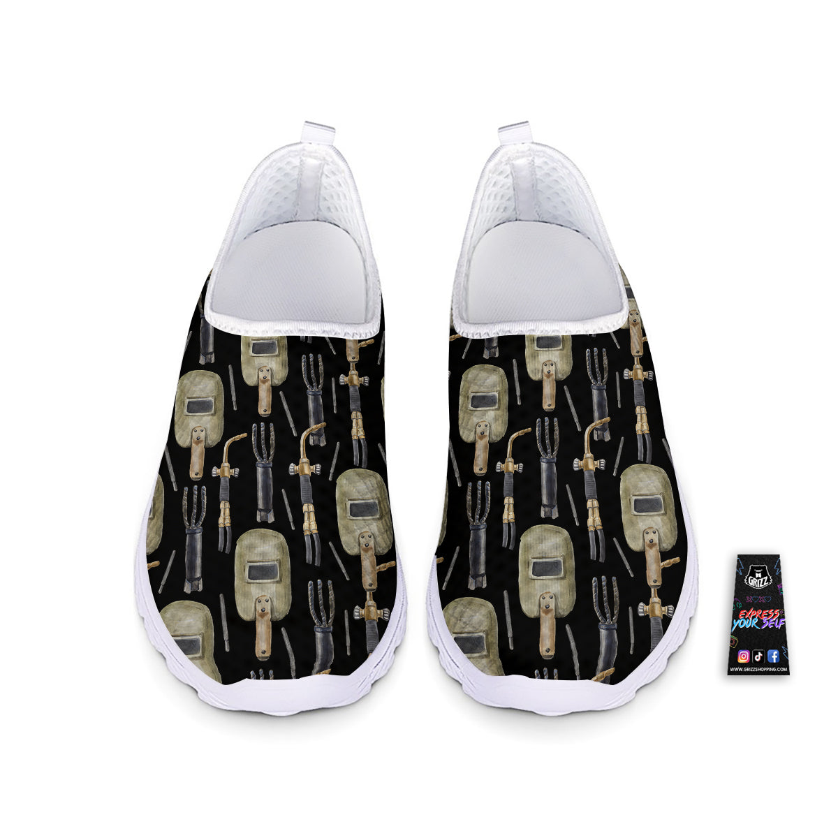Welder Watercolor Print Pattern Nurse Shoes-grizzshop